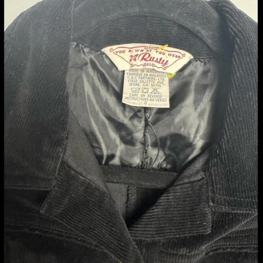 Vintage Western Rusty Black Corduroy Dress with Heart Pocket - Chic & Stylish - Picture 4 of 5